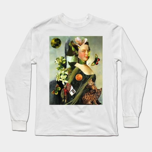 Victorian Cat Lady Book Lover Forest Fairy Long Sleeve T-Shirt by seruniartworks